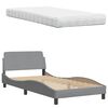 vidaXL Bett mit Matratze "Hanko" Hellgrau 100x200 cm Stoff