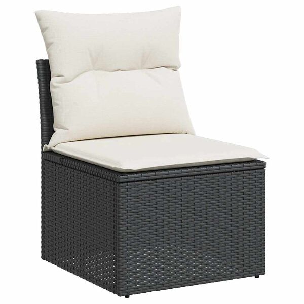 vidaXL 2-tlg. Garten-Sofagarnitur mit Kissen Schwarz Poly Rattan