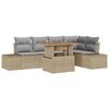 vidaXL Garten-Sofa-Set mit Speicher 6 pcs Beige Poly Rattan