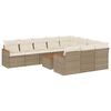vidaXL 11-tlg. Garten-Sofagarnitur mit Kissen Beige Poly Rattan