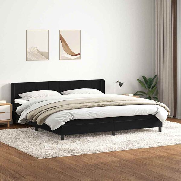 vidaXL Boxspringbett mit Matratze Schwarz 180x210 cm Samt