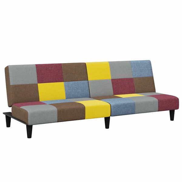 vidaXL Schlafsofa 2-Sitzer mit Fu&szlig;hocker Patchwork Stoff