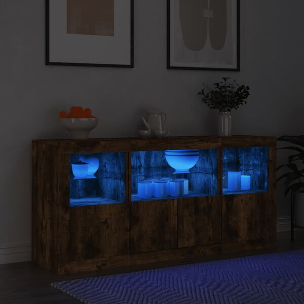 vidaXL Sideboard mit LED-Leuchten R&auml;uchereiche 142,5x37x67 cm