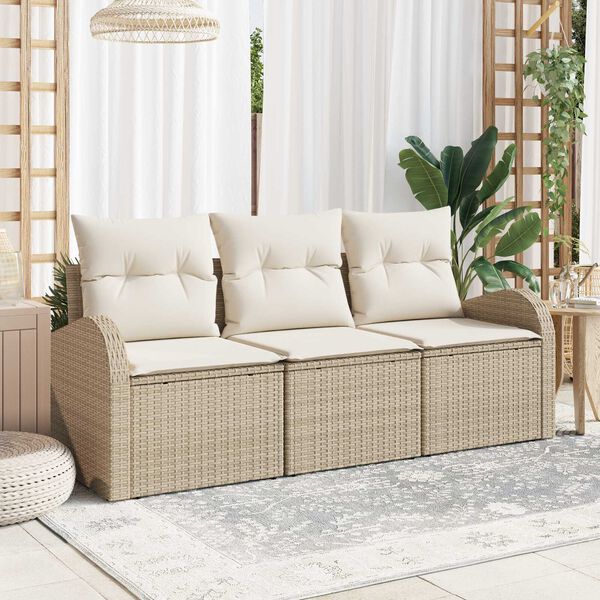vidaXL Gartensofa-set Beige Poly-Rattan