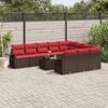 vidaXL 11-teiliges Gartensofa-Set mit Kissen, braun, Polyrattan