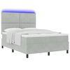 vidaXL LED Boxspringbett mit Matratze Hellgrau 140 x 200 cm Stoff