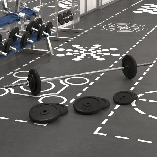 vidaXL Langhantel mit Hantelscheiben 90 kg Gusseisen