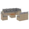 vidaXL 9-tlg. Garten-Sofagarnitur mit Kissen Beige Poly Rattan