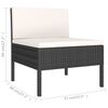 vidaXL 3-tlg. Garten-Lounge-Set mit Auflagen Poly Rattan Schwarz