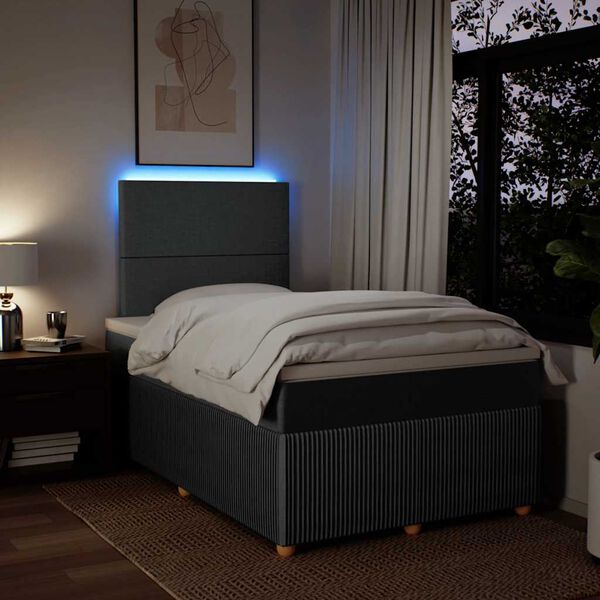 vidaXL Boxspringbett mit Matratze Dunkelgrau 120x200 cm Stoff