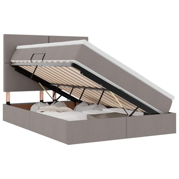 vidaXL Bett mit Stauraum und LED mit LED Taupe 140 x 190 cm Polyester