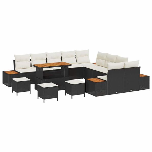 vidaXL Gartensofa-set mit Kissen 14 pcs Schwarz Poly Rattan