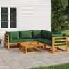 vidaXL 6-tlg. Garten-Lounge-Set mit Grünen Kissen Massivholz