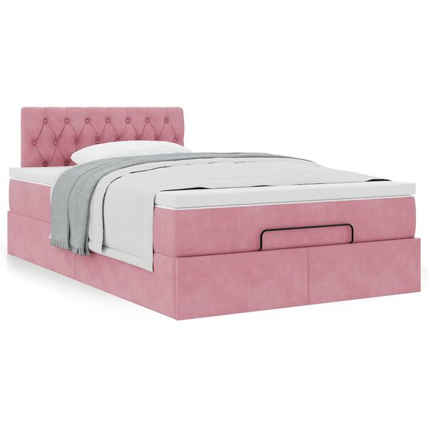 vidaXL Ottoman-Bett mit Matratze Rosa 120x200 cm Samt