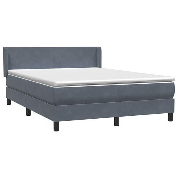vidaXL Boxspringbett mit Matratze Dunkelgrau 160x220 cm Samt