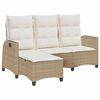 vidaXL Gartensofa mit Liegefunktion Kissen L-Form Beige Poly Rattan