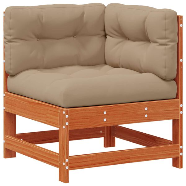 vidaXL Gartenecksofa Massives Kiefernholz Wachsbraun