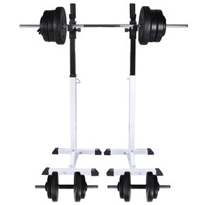 vidaXL Kniebeugen-/Langhantelst&auml;nder mit Hantel-Set 60,5 kg