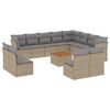 vidaXL 13-tlg. Garten-Sofagarnitur mit Kissen Beige Poly Rattan