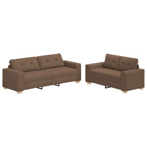 vidaXL 2-tlg. Sofagarnitur mit Kissen braun Stoff