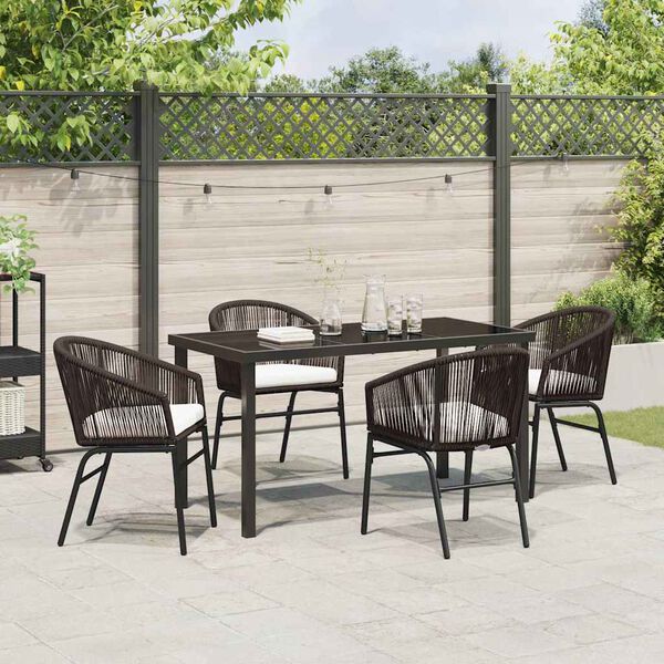 vidaXL Garten Essgruppe 5 pcs Braun Pulverbeschichteter Stahl