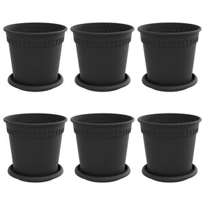 vidaXL Blument&ouml;pfe 6 pcs Schwarz &Oslash; 17 x 14 cm Kunststoff