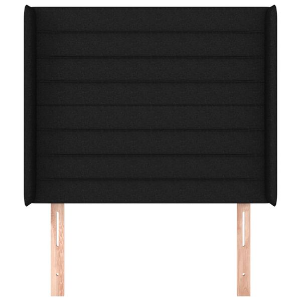 vidaXL Kopfteil mit Ohren Schwarz 93x16x118/128 cm Stoff