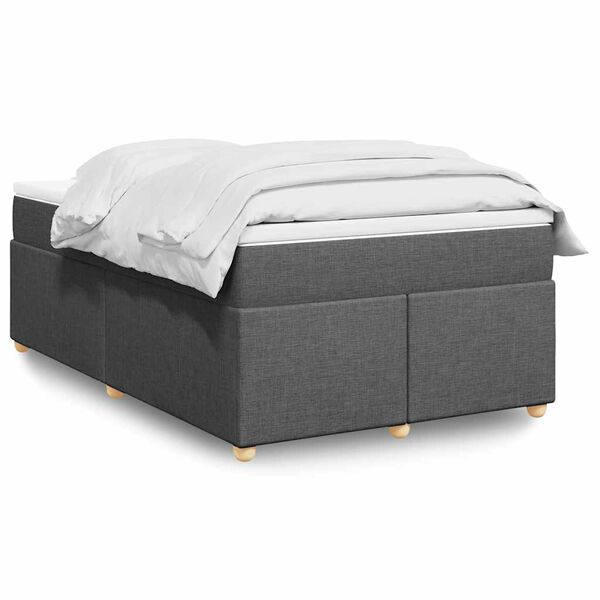 vidaXL Boxspringbett mit Matratze Dunkelgrau 120x190 cm Stoff