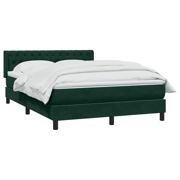 vidaXL Boxspringbett mit Matratze Dunkelgr&uuml;n 160x210 cm Samt
