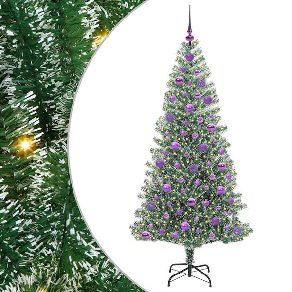 vidaXL K&uuml;nstlicher Weihnachtsbaum beschneit mit LED Licht 180 cm