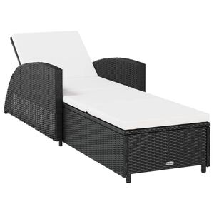 vidaXL Sonnenliege mit Cremewei&szlig;er Auflage Poly Rattan Schwarz