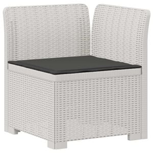 vidaXL 1-Sitzer Garten-Sofa mit Kissen Rattan-Look PP Wei&szlig;