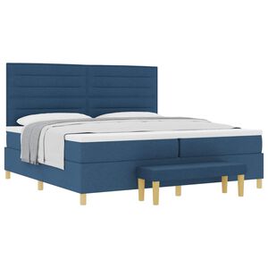 vidaXL Boxspringbett mit Matratze mit Kopfteil Blau 200 x 200 cm Stoff