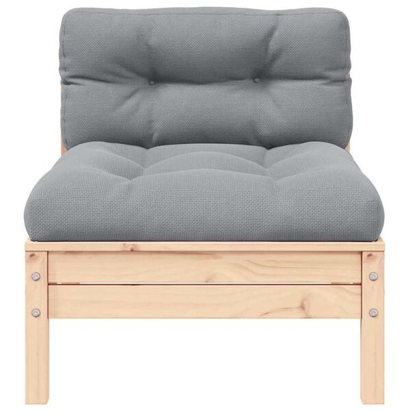 vidaXL 2-Sitzer-Gartensofa mit Grauen Kissen Massivholz Kiefer