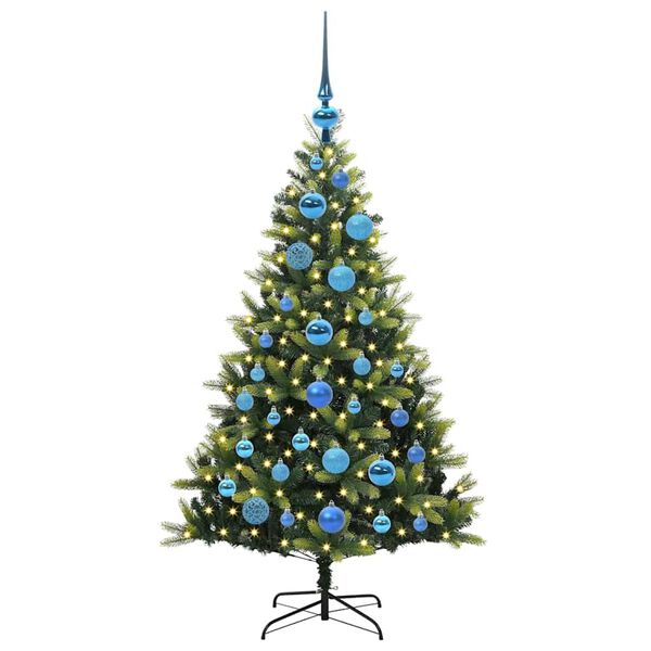 vidaXL K&uuml;nstlicher geflammter Weihnachtsbaum 150 LEDs Gr&uuml;n 120 cm