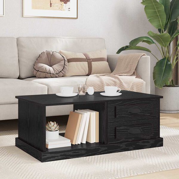 vidaXL Couchtisch Schwarz Eichen-Optik 90 x 50 x 35 cm Holzwerkstoff