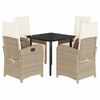 vidaXL 5-tlg. Garten-Essgruppe mit Kissen Beige Poly Rattan