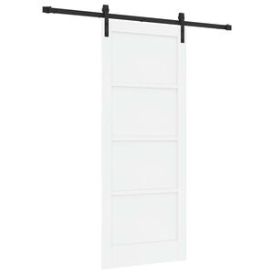 vidaXL Schiebet&uuml;r 83 x 202 cm Massives Kiefernholz Wei&szlig; und Schwarz