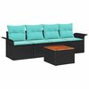 vidaXL Gartensofa-set 5 pcs Schwarz und T&uuml;rkis Poly-Rattan