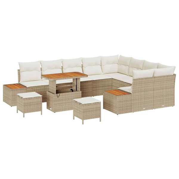 vidaXL Gartensofa-set 12 pcs Beige Poly-Rattan