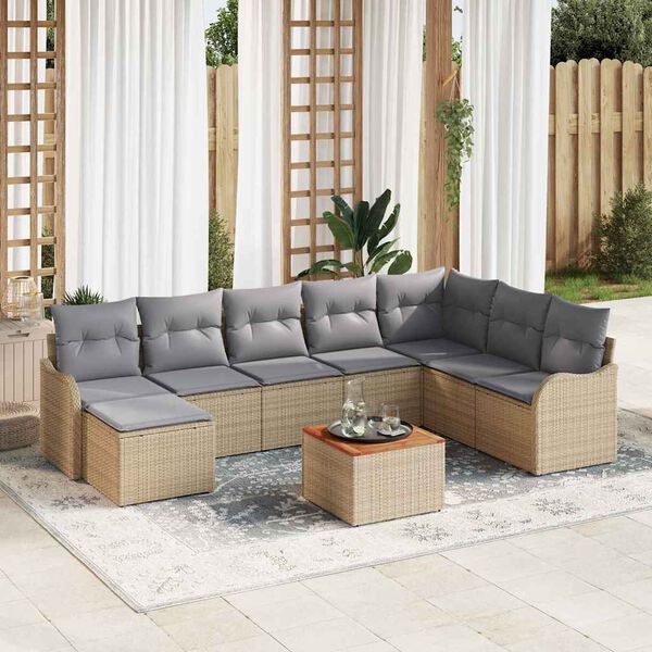 vidaXL Garten-Sofa-Set 9 pcs Beige Poly Rattan