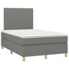 vidaXL Boxspringbett mit Matratze & LED Dunkelgrau 120x200 cm Stoff