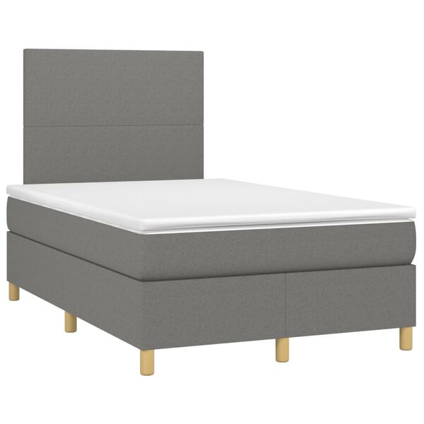 vidaXL Boxspringbett mit Matratze & LED Dunkelgrau 120x200 cm Stoff