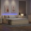 vidaXL Bett mit Stauraum und LED mit Matratze Creme 160 x 200 cm Stoff
