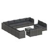 vidaXL 14-tlg. Garten-Lounge-Set mit Kissen Grau Poly Rattan