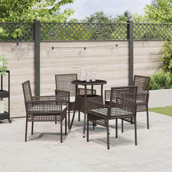 vidaXL Garten Essgruppe 5 pcs Braun Poly Rattan