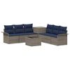 vidaXL Sofa Set 8 stk. Grau und Marineblau Polyrattan und Stahl