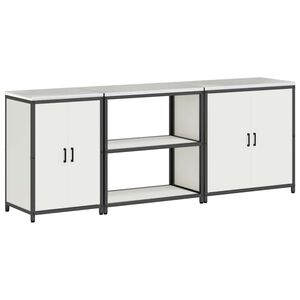 vidaXL Aufbewahrungsset f&uuml;r die K&uuml;che mit Regal 3 pcs Wei&szlig; Stahl