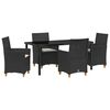 vidaXL Garten Essgruppe 5 Stk. Schwarz Poly-Rattan