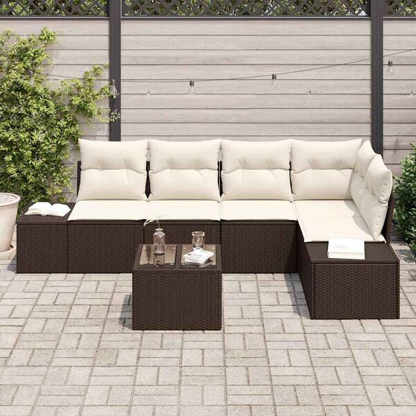 vidaXL Gartensofa-set 6 pcs Braun Poly-Rattan